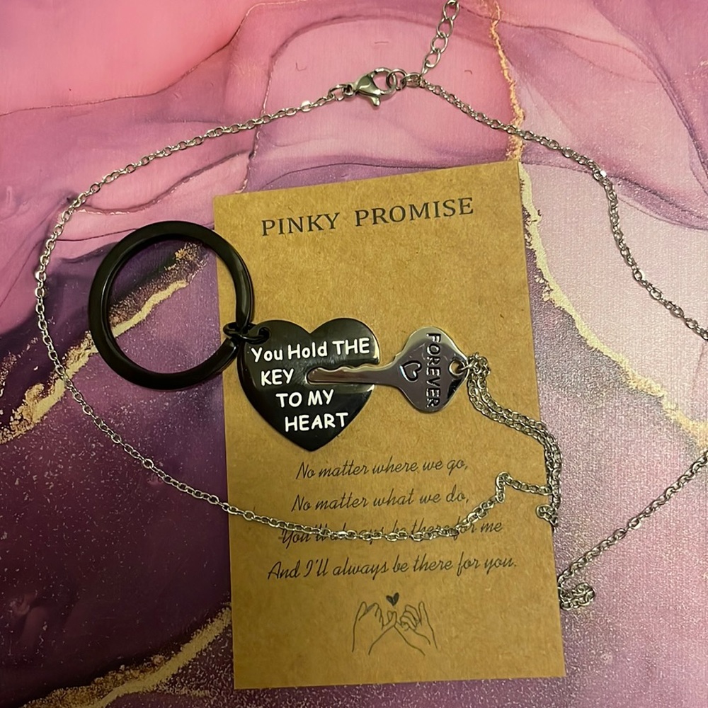 Key to my Heart necklace and keychain set